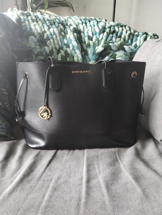 Michael Kors Handbags - Michael Kors Trista Black Leather Tote Bag with Gold Accent
